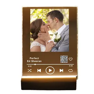 Custom Couple Picture LED Music Photo Plaque Personalized Acrylic Night Light Romantic Art Gift For Bedroom