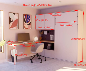 Ensemble de meubles de chambre à coucher moderne <span class=keywords><strong>avec</strong></span> <span class=keywords><strong>lit</strong></span> <span class=keywords><strong>mural</strong></span> <span class=keywords><strong>intégré</strong></span>, <span class=keywords><strong>lit</strong></span> Murphy <span class=keywords><strong>avec</strong></span> <span class=keywords><strong>bureau</strong></span> et étagère pour le <span class=keywords><strong>bureau</strong></span> - Product Image 3