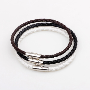 Bracelet en cuir tressé de 4 mm d'épaisseur avec boucle magnétique, bijou unisexe, cadeau - Product Image 4