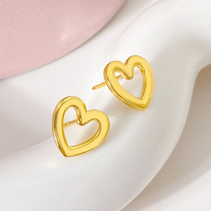 ต่างหูแบบติดหูรูปหัวใจเล็กน่ารัก ชุบทอง 18k ดีไซน์ทันสมัย คอลเลคชั่นใหม่ปี 2026 สำหรับผู้หญิง - Product Image 2