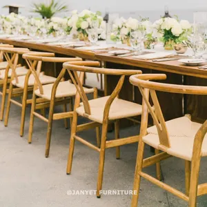 도매 결혼식 이벤트 대여 천연 오크 단단한 나무 위시본 식당 의자
