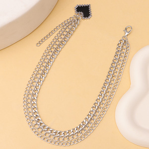 จี้ร้อยรองเท้ารูปหัวใจ โซ่โลหะ โลหะผสมสังกะสี หลายชั้น จี้แฟชั่น สำหรับทุกเพศ สีขาว K - Product Image 4