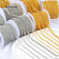 KAVNAR Chaîne torsadée en acier inoxydable plaqué or 18 carats, maillons gourmette, fournitures de bijoux DIY pour la fabrication de colliers et bracelets, OEM