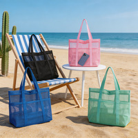 Sac de plage en maille grande capacité, multi-poches, respirant, portable pour femme, idéal pour la natation et les voyages