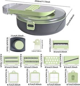 New Design 9-In-1 Multi Functional Dicer Slicer <b>Vegetable</b> <b>Cutter</b> Manual <b>Vegetable</b> Chopper W/ Draining Basket Stainless Steel - Product Image 2