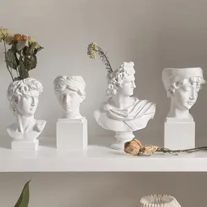 Vases de rangement en résine David, intelligente, Sculpture de vase, porte-stylo, seau de rangement de maquillage, vase grec en résine