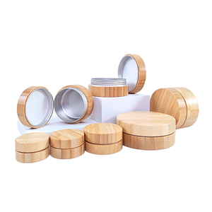 Boîte à bijoux mini en aluminium ronde avec couvercle en bambou, pot de rangement écologique pour cosmétiques, impression de logo personnalisée acceptée - Product Image 1