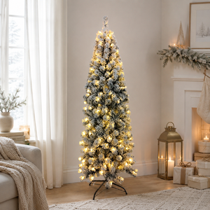 <span class=keywords><strong>Sapin</strong></span> de Noël artificiel amincissant pré-éclairé, effet neige, <span class=keywords><strong>LED</strong></span> blanc chaud, pour coin d'appartement et vitrine de magasin - Product Image 1
