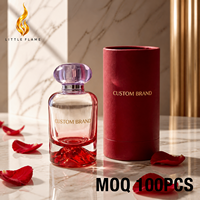 Parfum de luxe en bouteille de verre rouge avec logo personnalisé, senteur florale intense de rose, longue tenue, EDP pour femmes, OEM ODM
