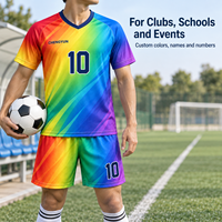 Maillot de football personnalisé à dégradé arc-en-ciel, uniforme d'équipe de football entièrement sublimé, club OEM