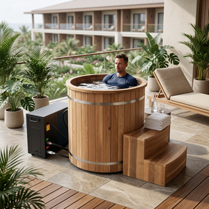 อ่างแช่น้ำเย็น Takpo Home Spa ทำจากไม้สนซีดาร์แดง ด้านในเป็นสแตนเลส พร้อมเครื่องทำความเย็น - Product Image 1