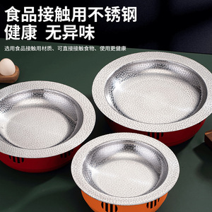 Stainless Steel Alcohol Stove Mini Hot Pot Hammer Patterned Dry Boiler Heat Resistant Smokeless Pan Orange Color - Product Image 4