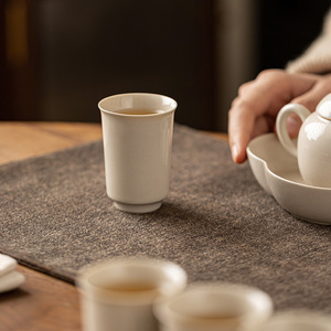 Guanlan <b>Tea</b> Wood Ash Ceramic Tasting Cup Porcelain Cylinder Shape Single Cup For Kung Fu <b>Tea</b> <b>Set</b> Home Use - Product Image 4