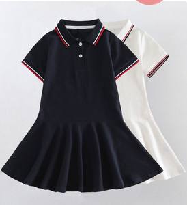 2025 personalizzabile vendita calda vestiti per neonata abiti di cotone per bambini estate rosa/bianco/<span class=keywords><strong>nero</strong></span> Polo Dress - Product Image 4