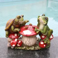 Sapo de resina e tortoise jogar estátua de xadrez para decoração de jardim ao ar livre