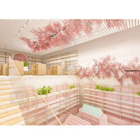 Table de présentation de parfums personnalisée, mobilier de vente au détail, étagère en verre, métal et bois pour magasin de cosmétiques, présentation de flacons en boutique