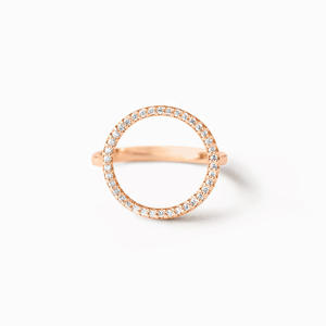 Anillo minimalista Ins S925 de plata de ley con forma de círculo de diamante para mujer, anillos de banda circulares de circonita cúbica Simple de alta calidad - Product Image 3
