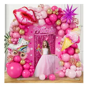 hot 125pcs Pink Balloon Garland Arch Kit for Barbies Fashion Cute Party Girl Birthday Wedding Baby Princess Themed Decorations