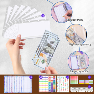 Agenda A6 con buste con cerniera, organizer per denaro in pelle PU, agenda con buste per contanti <span class=keywords><strong>a</strong></span> <span class=keywords><strong>righe</strong></span> sfumate - Product Image 3