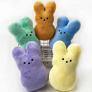 دمية أرنب زهري أنيق 15 دمية أرنب زهري محشوة على شكل حيوان أرنب جزر للأطفال ديكور عيد ميلاد لعيد الفصح - Product Image 5