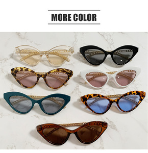 Nuevas Gafas de Sol Estilo Ojo de Gato Europeas y Americanas con Protección UV400, Ajuste Cómodo, Cadena Personalizada y Diseño de Patillas Modernas - Product Image 2