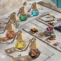 DM Four Seasons Glass Aromatherapy Car Perfume Pendant Zen Tea Fragrance Essential Oil Decoration Deodorizing Hanging Accessory.