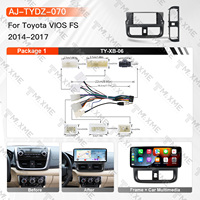Autoradio Android pour Toyota Vios 2014-2017 LHD/RHD Noir Mat Texturé 12,3 POUCES Lecteur Multimédia Vidéo Stéréo Auto avec Cadre