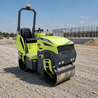 CE EPA Compacteur vibrant routier 1 tonne, moteur diesel et essence, mini-compacteur tandem à double tambour, autoporté pour asphalte
