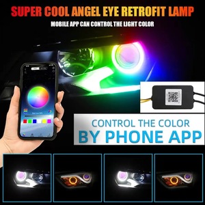 Anelli LED <span class=keywords><strong>Halo</strong></span> Controllati da App 80mm 60mm 70mm Cerchio Completo <span class=keywords><strong>RGB</strong></span> Angel Eyes Nuovi in Cotone - Product Image 6