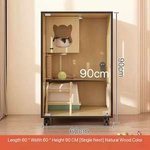 Villa de madera de lujo para gatos Casa interior para gatos Jaula para gatos y cama Cobertizo para gatos y gabinete Cama para gatos - Product Image 6