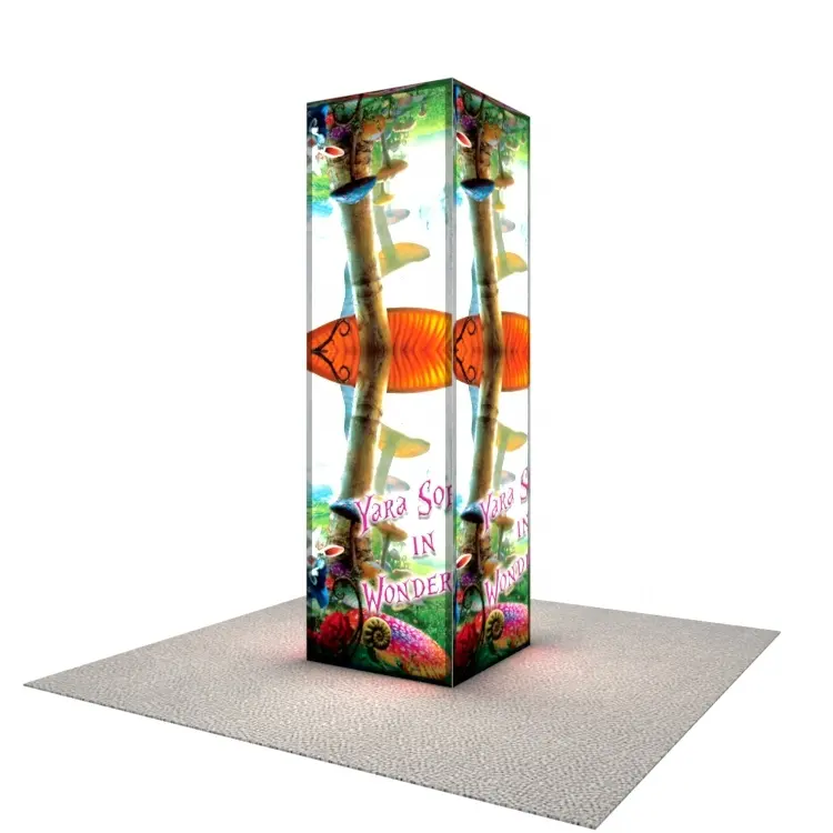 10 फीट फोल्डेबल एल्यूमीनियम व्यापार प्रदर्शनी बूथ पोर्टेबल फैब्रिक लाइट स्तंभ डिस्प्ले स्टैंड बैकलिट के नेतृत्व वाले ट्रेडस टॉवर