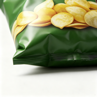 Sachet en plastique à soufflet avec fermeture centrale imprimé sur mesure pour l'emballage de chips, de croustilles et de snacks soufflés