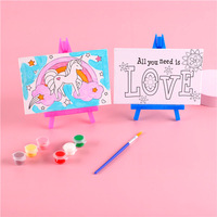 Minicabezal de pintura preimpresa para niños, kit educativo de pintura en lienzo