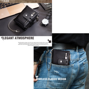 HUMERPAUL Custom uomini classici portafoglio in pelle RFID <span class=keywords><strong>porta</strong></span> <span class=keywords><strong>carte</strong></span> di credito con portamonete di alta qualità frizione maschio con catena - Product Image 4