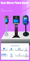 Machine Arc Numérique IA Portable en Bois pour Événements, Cabine Photo Miroir Selfie avec Appareil Photo et Imprimante