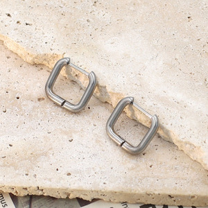 Geometric Huggie Earrings Square Titanium Steel Unisex Fashion Jewelry - Product Image 4