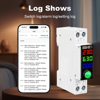 Disjoncteur intelligent Wi-Fi avec mesure de consommation (kWh), 1-63A, 1P+N, affichage LED, protection contre la tension, le courant et la température, compatible Alexa et Google Home