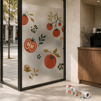 Película Decorativa para Ventanas con Estampado de Tomate, Estilo Mediterráneo, Impresión UV