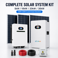 Kit Système Solaire Complet 5kW 10kW 20kW 30kW avec Onduleur Hybride Batterie LiFePO4 Panneaux Solaires Accessoires OEM ODM