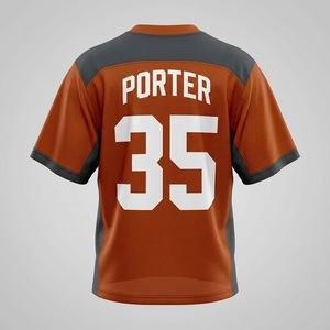 Maillot de lacrosse unisexe orange à motif géométrique, respirant, en maille, col en V, manches courtes, imprimé par transfert thermique, 100 % polyester, pour le sport - Product Image 2