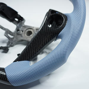 Volante in fibra di carbonio lucido privato per <span class=keywords><strong>Honda</strong></span> Accord 9th con pelle blu - Product Image 5