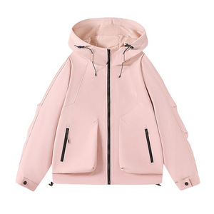 Veste coupe-vent unisexe, couleur unie, à capuche avec doublure intérieure, vêtements de travail d'hiver pour l'extérieur - Product Image 2