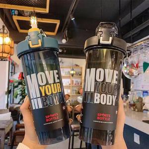 סיטונאי דליפת הוכחת 800ml BPA משלוח חדר כושר ספורט בלנדרים מיוחד עיצוב חלבון שאכר בקבוק עם קש ולהעיף למעלה - Product Image 4