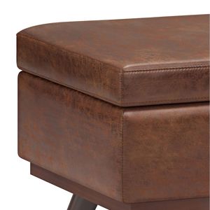 DB Owen Saddle Distressed Brown Lift Top Mesa de centro grande Almacenamiento Taburetes otomanos y otomanos - Product Image 5