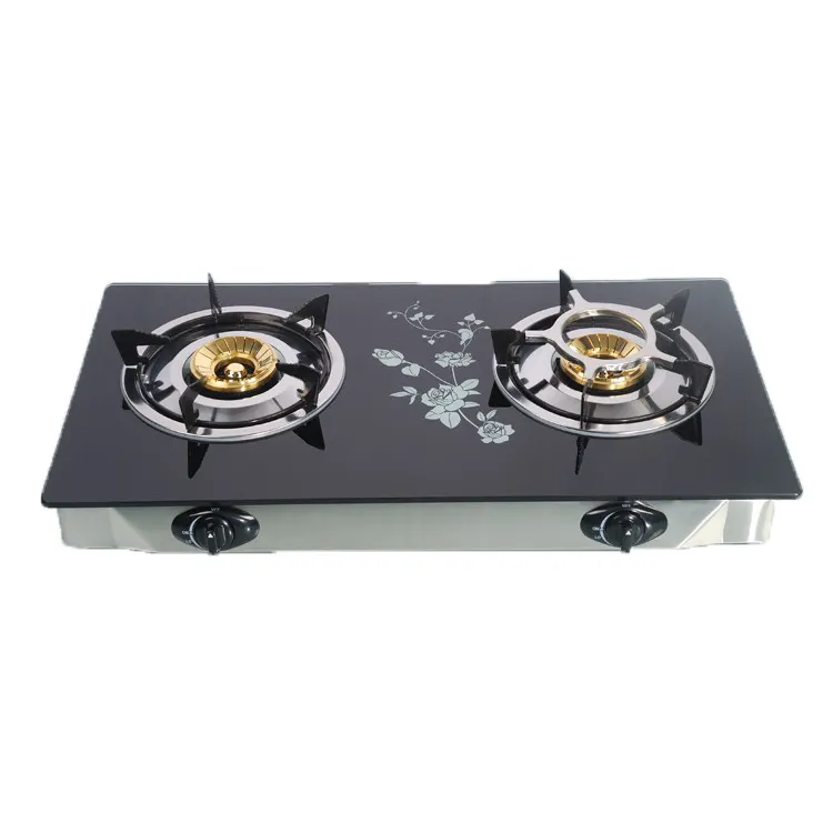 CHEFF High Quality Gas Cooktops 2 burner 2D Printing Burner 2 table tempered glass Cooking Gas Cooker Stove