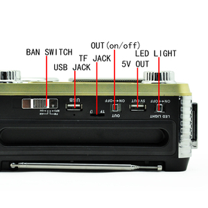 Yg-76US-BT Tourne-disque rétro portable multifonction en métal avec lampe torche solaire LED, <span class=keywords><strong>radio</strong></span> AM SW FM, haut-parleur sans fil BT, réveil - Product Image 3