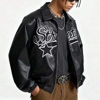 Blouson aviateur hiver personnalisé de haute qualité en chenille noire véritable avec patchs de broderie style letterman pour hommes