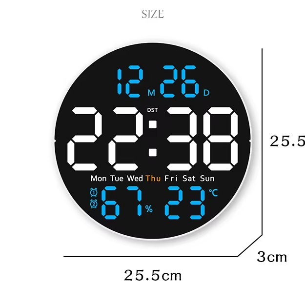 YIDA TIME Large LED Digital Wall Clock with Night Light Electronic Calendar Clock with Thermometer and Hygrometer Display
