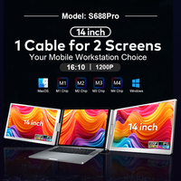 Monitor Portátil IPS de 14 Pulgadas Tipo-C, 1 Cable para 2 Pantallas, Extensor de Pantalla para Laptop, Monitores LCD con Patente para Windows y MacOS