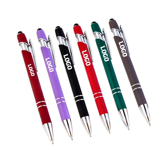 Hot Selling Promotional New Multifunction Ball Stylus Soft Touch Screen Pen 2 in 1 With Custom Logo Metal Ballpoint Pens
